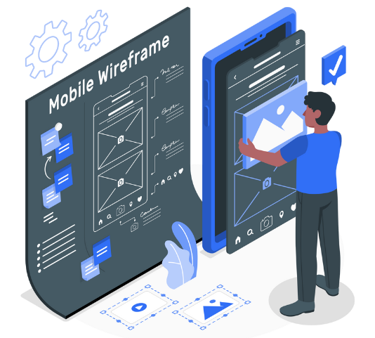 A tech talent building a wireframe in graphic design software.