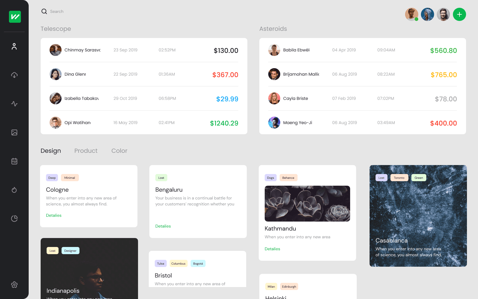 Image displaying a dashboard that contains talent information to manage them.