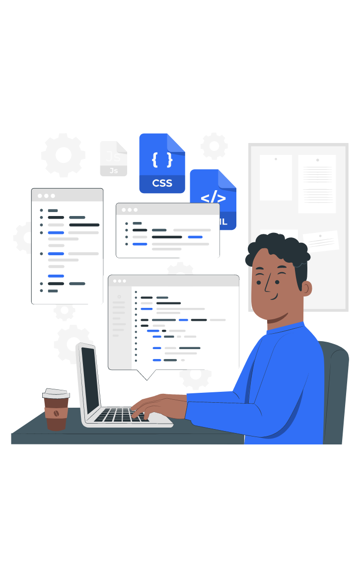 Image displaying a tech talent writing code for software development as a remote talent.